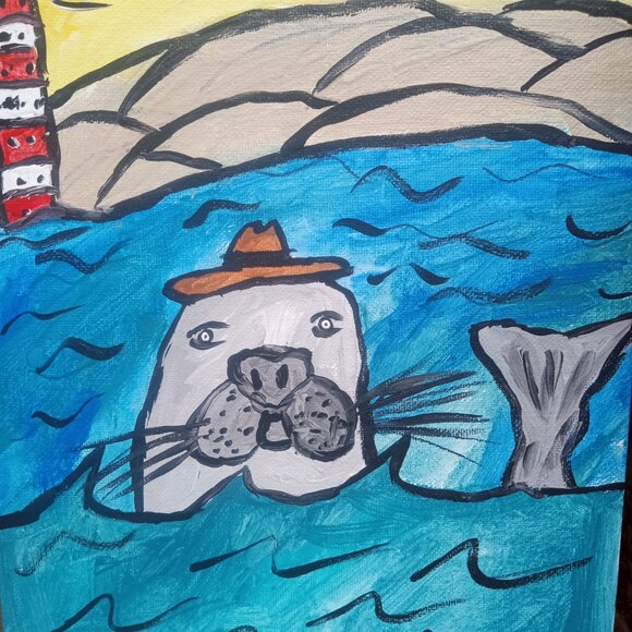 Folk Art Seal Painting - Picture 8 of 11